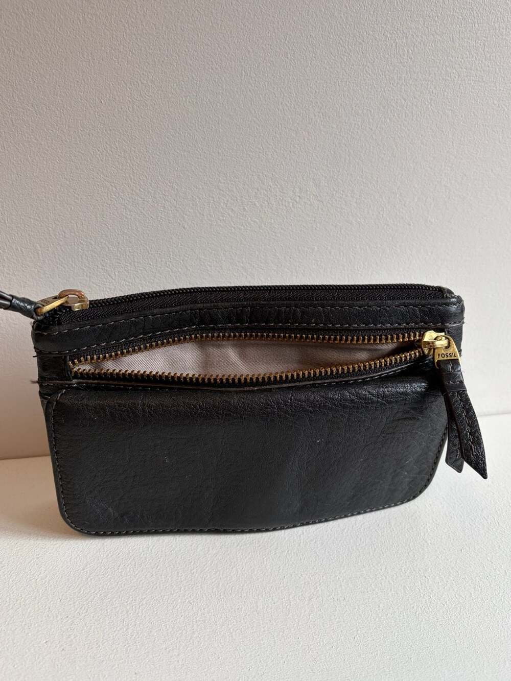 Fossil Logan Black Leather Double Zip Clutch Wallet - Picture 4 of 5